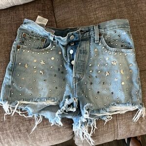 Levi’s high waisted studded shorts
